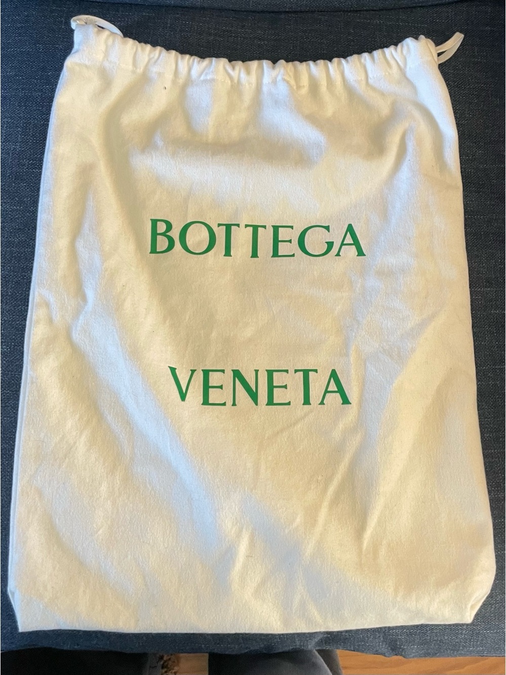 Bottega Veneta Cream Dust Bag with Green Logo